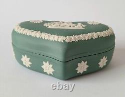 Wedgwood Teal Jasperware Green Heart Trinket Box