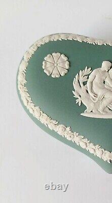 Wedgwood Teal Jasperware Green Heart Trinket Box