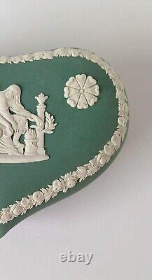 Wedgwood Teal Jasperware Green Heart Trinket Box