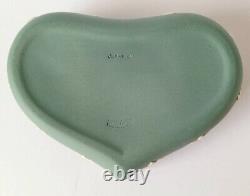 Wedgwood Teal Jasperware Green Heart Trinket Box