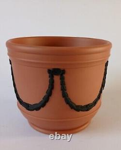 Wedgwood Terracotta And Black Jasperware Planter / Plant Pot