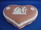 Wedgwood Terracotta Jasperware Heart Shape Lidded Trinket Box