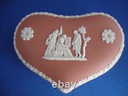 Wedgwood Terracotta Jasperware Heart Shape Lidded Trinket Box