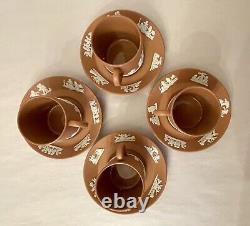 Wedgwood Terracotta Jasperware set of 4 matched Demitasse Cups and Saucers