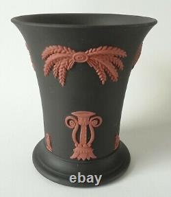 Wedgwood Terracotta on Basalt Jasperware Trumpet Vase