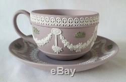 Wedgwood Tri Colour Tea Cup and Saucer Lilac Green and White Jasperware RARE