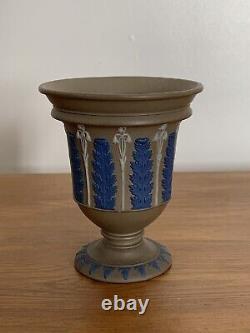 Wedgwood Tricolour Drab Stoneware Vase Acanthus Leaf & Snowdrop Relief C1810