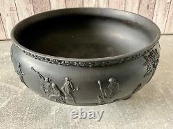 Wedgwood Vintage Jasper Jasperware Black Large Impressive Sacrifice Bowl 19c