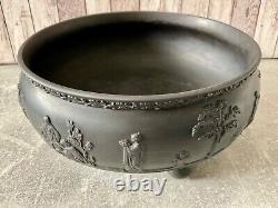 Wedgwood Vintage Jasper Jasperware Black Large Impressive Sacrifice Bowl 19c