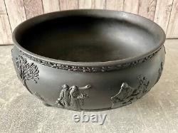 Wedgwood Vintage Jasper Jasperware Black Large Impressive Sacrifice Bowl 19c