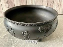 Wedgwood Vintage Jasper Jasperware Black Large Impressive Sacrifice Bowl 19c