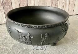 Wedgwood Vintage Jasper Jasperware Black Large Impressive Sacrifice Bowl 19c