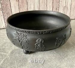 Wedgwood Vintage Jasper Jasperware Black Large Impressive Sacrifice Bowl 19c