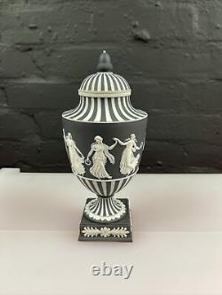 Wedgwood Vintage Jasperware Black & White Dancing Hours Lidded Urn 25 cm RARE