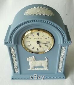 Wedgwood West Highland Terrier Blue Jasperware mantel clock