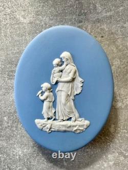 Wedgwood White On Blue Jasper Jasperware Very Rare Pram Plaque 1959