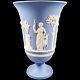 Wedgwood Blue Jasperware Trumpet Round Vase Greek Roman Neoclassical Scenes