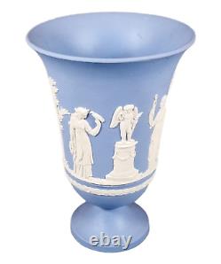 Wedgwood blue Jasperware trumpet round vase Greek Roman Neoclassical scenes
