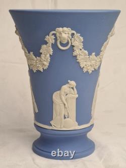 Wedgwood blue Jasperware vase classical figures