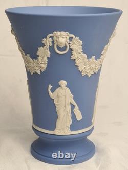 Wedgwood blue Jasperware vase classical figures
