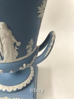 Wedgwood blue jasperware large Campagna Vase in Excellent Condition