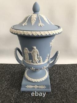Wedgwood blue jasperware large Campagna Vase in original box