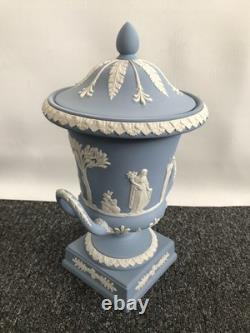 Wedgwood blue jasperware large Campagna Vase in original box