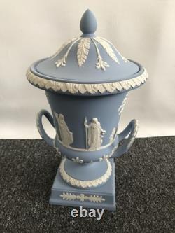 Wedgwood blue jasperware large Campagna Vase in original box