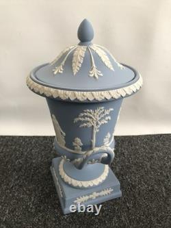 Wedgwood blue jasperware large Campagna Vase in original box