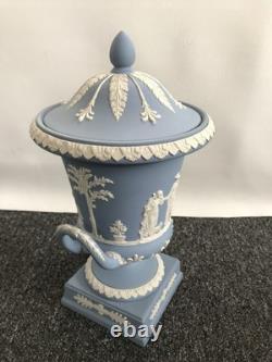 Wedgwood blue jasperware large Campagna Vase in original box