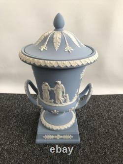 Wedgwood blue jasperware large Campagna Vase in original box