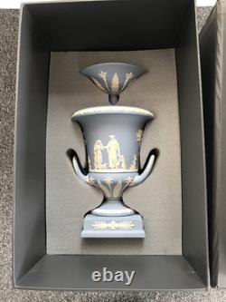 Wedgwood blue jasperware large Campagna Vase in original box