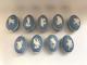 Wedgwood Blue Jasperware Set Of 9 Xmas Eggs 1977-1985 In Excellent Condition