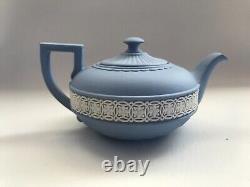 Wedgwood blue jasperware small teapot in excellent condition