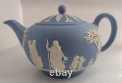 Wedgwood blue neoclassical jasper ware Teapot And Sugar Bowl