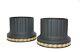 Wedgwood Cane On Black Jasper Library Collection Large Column Jardinieres Pair