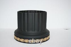 Wedgwood cane on black Jasper Library Collection large column jardinieres pair