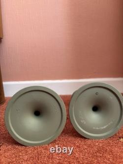 Wedgwood green Jasperware candlesticks (pair, 1957)