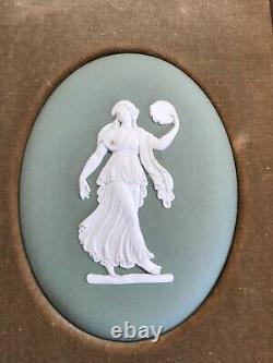 Wedgwood green Jasperware floral girls framed Oval plaque