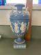 Wedgwood Jasper Dancing Hours Bacchus Handle Old Blue Urn Vase 7.5 C. 1850