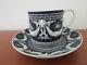 Wedgwood Jasperware Coffee Can Cup Saucer, Rams Head, White On Black Style