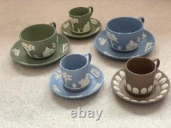 Wedgwood jasperware Tea Cup +Can Coffee Cup Collection Taupe, Sage Green & Blue