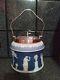 Wedgwood Only Stamp Jasper Ware Biscuit Barrel Tricolour Superb Condition