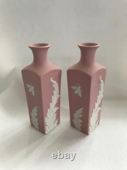 Wedgwood pink jasperware Bee design Bud vases