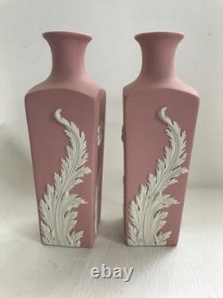 Wedgwood pink jasperware Bee design Bud vases
