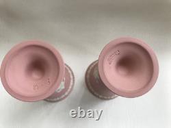 Wedgwood pink jasperware Floral girls design vases in excellent condition