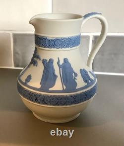 Wedgwood reverse Blue on White Jasper Ware Jug / Pitcher Neoclassical Scene