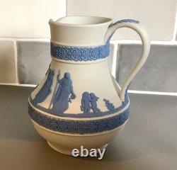 Wedgwood reverse Blue on White Jasper Ware Jug / Pitcher Neoclassical Scene