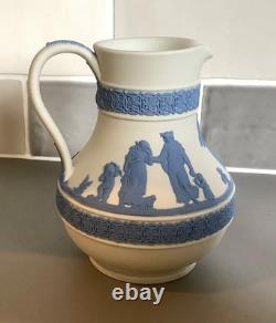 Wedgwood reverse Blue on White Jasper Ware Jug / Pitcher Neoclassical Scene