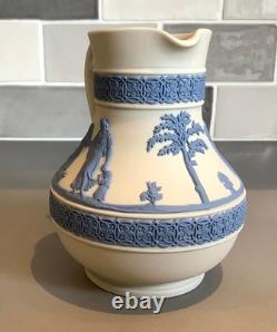 Wedgwood reverse Blue on White Jasper Ware Jug / Pitcher Neoclassical Scene